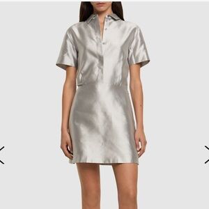 Theory Silk Silver Mini Dress